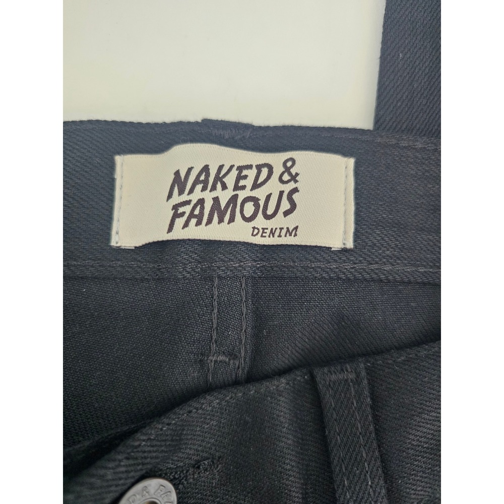 Minimalist Naked & Famous Super Guy Jeans Mens 33 Black Pwr Stretch Slim 013010 - Picture 3 of 8
